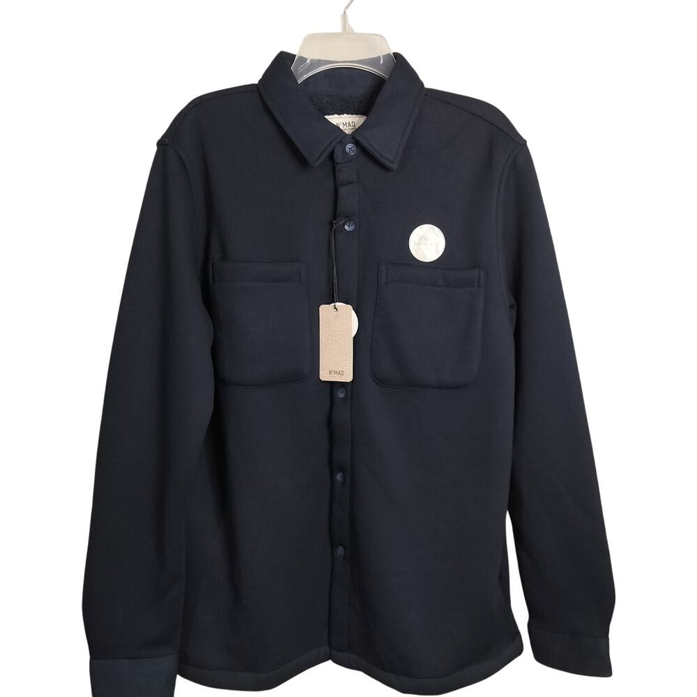 M1074)Nomad Men's Navy Button Front Cozy Sherpa Lined Shirt Jacket Small